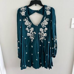 Free People Sweet Tennessee Embroidered mini dress with open back